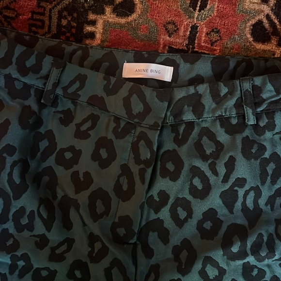 ANINE BING Cindy High Rise Emerald Leopard Ankle Trousers sz S - Picture 3 of 3